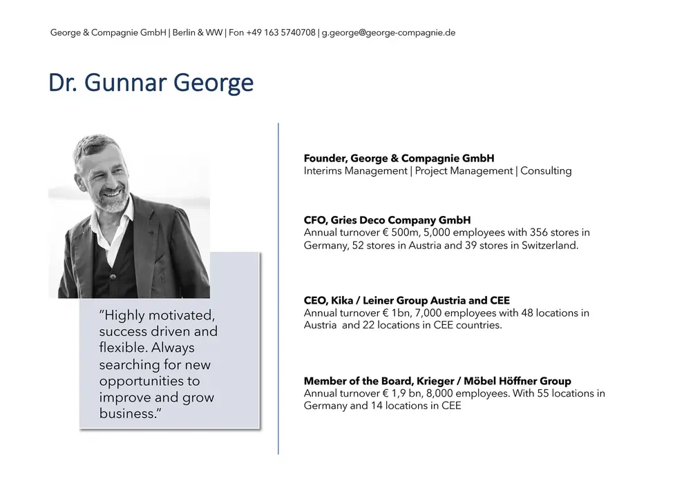 Dr. Gunnar George – Profil & Vita, Seite 2